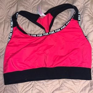 PINK Bright Coral Sports Bra